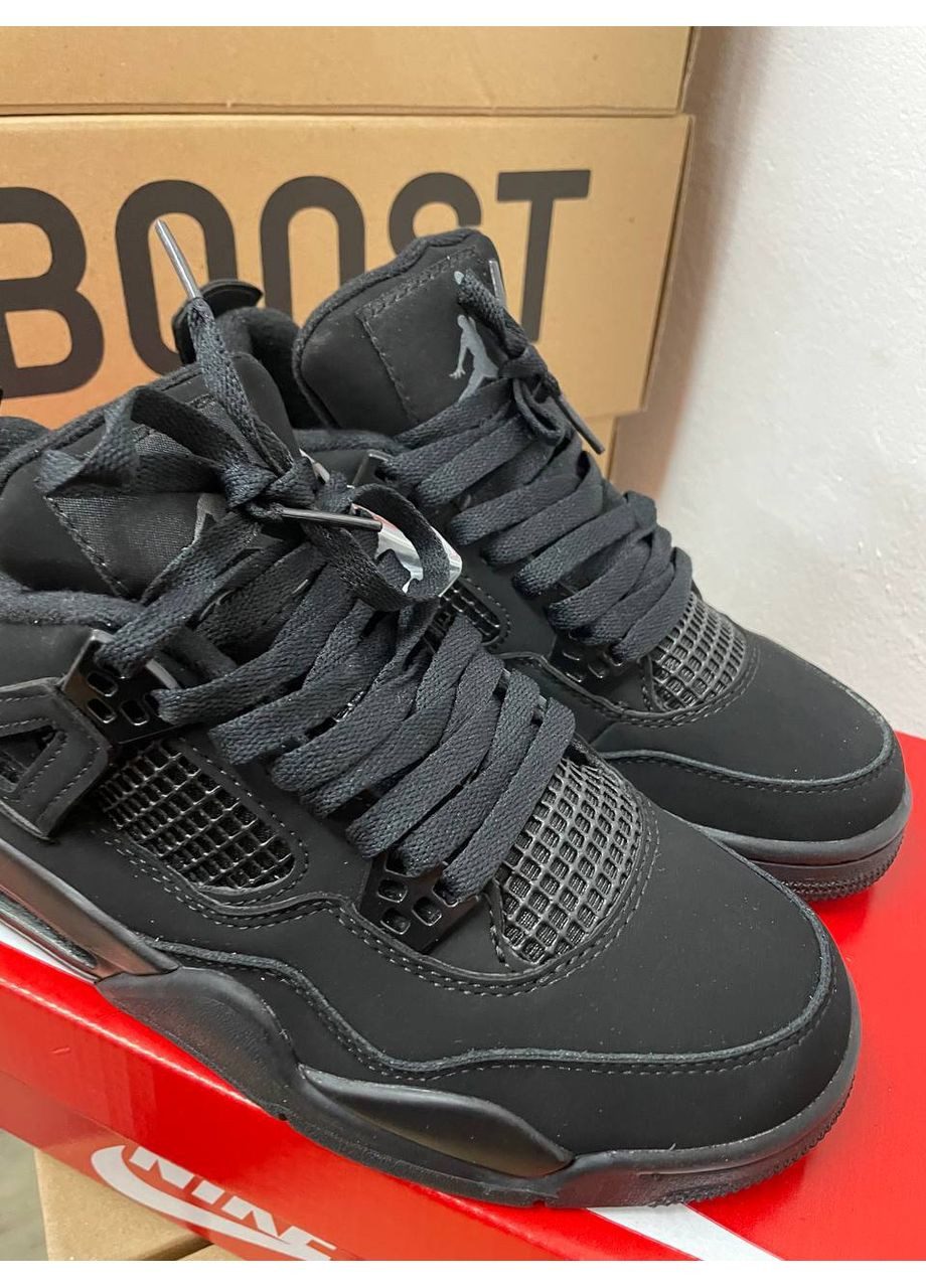 Черные демисезонные кроссовки мужские nike jordan 4 black cat найк аир джордан No Brand