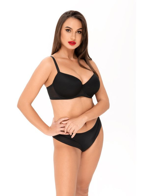 Чёрный бюстгальтер балконет на косточках Kalyna с косточками