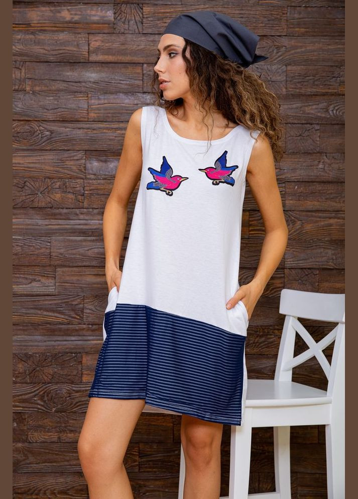 Білий повсякденний літня сукня без рукавів з принтом повсякденне вільне чорне (sku_167r051) No Brand з малюнком