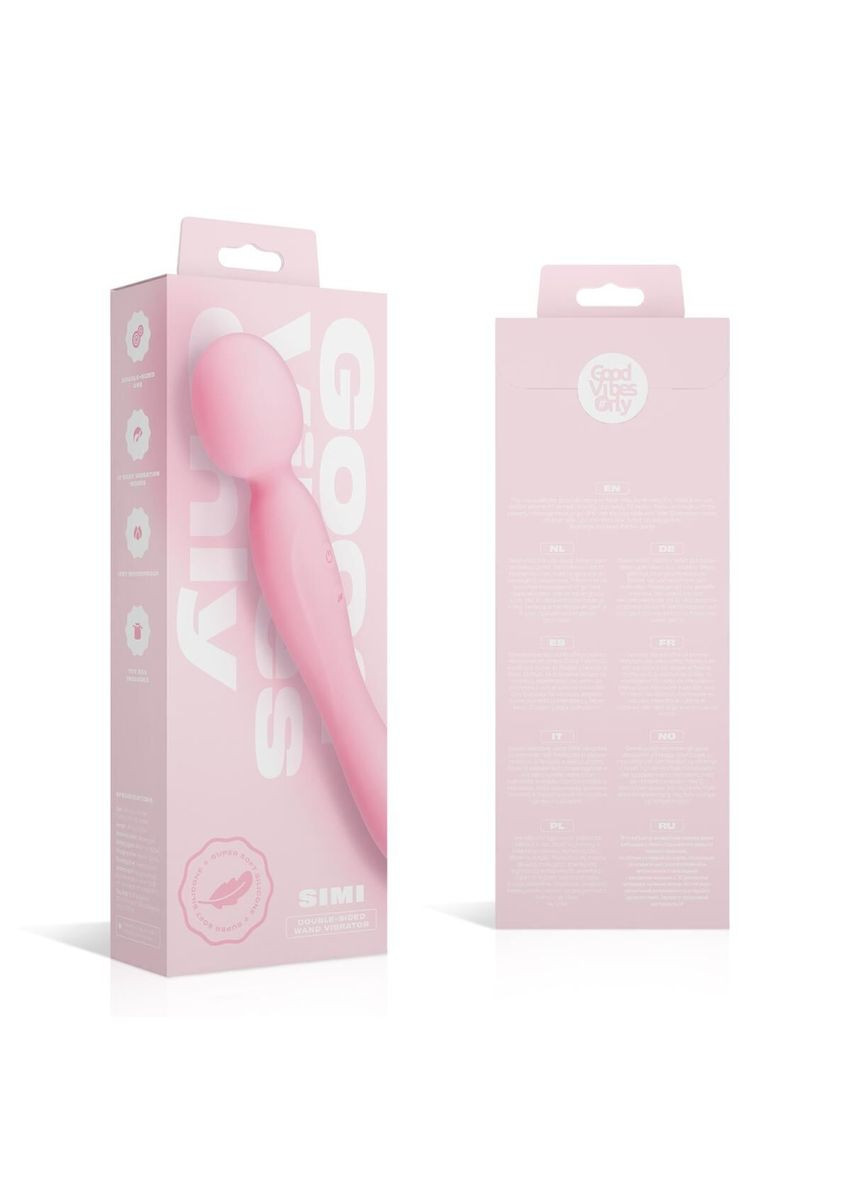 Вібромасажер - SIMI Double-Sided Wand Vibrator Soft Silicone - Pink Good Vibes Only (369945474)