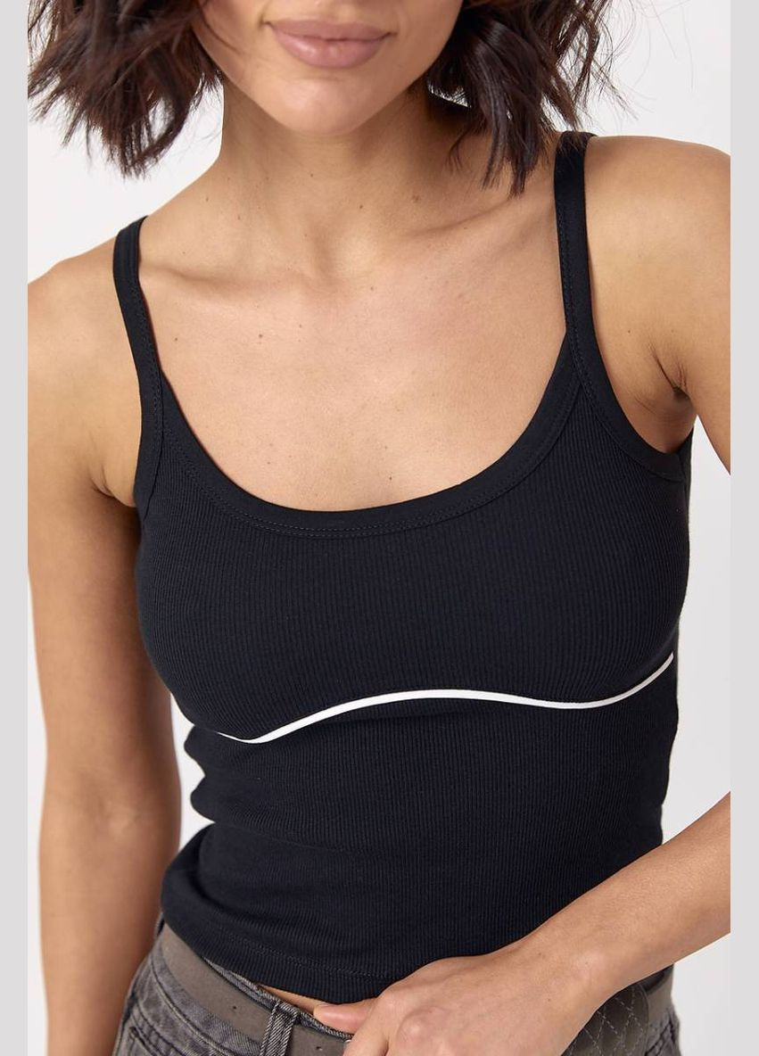 Майка в рубчик с контрастной вставкой под грудью Lurex — 327088221