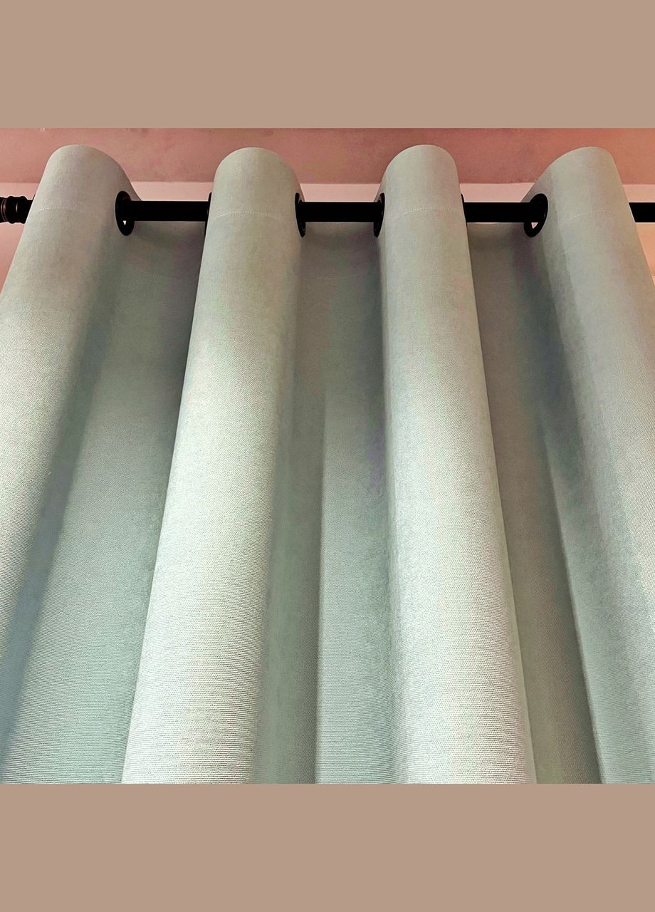 Штора на чорних люверсах 1 шт з підхватом 295х250 см мікровелюр Світло-бірюзовий No Brand (337358221)