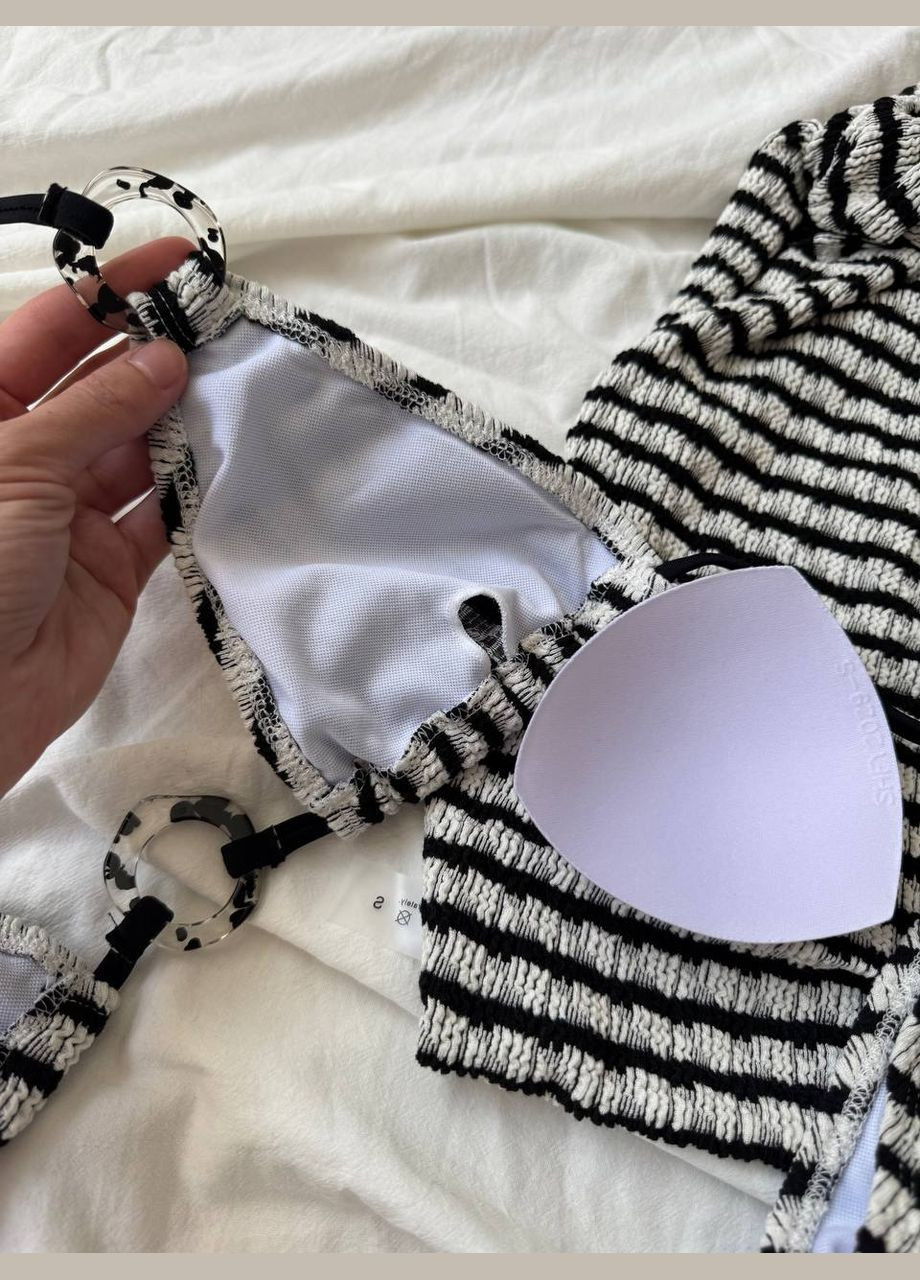 Черно-белый женский купальник 3в1 раздельный с парео baeli черно-белый No Brand