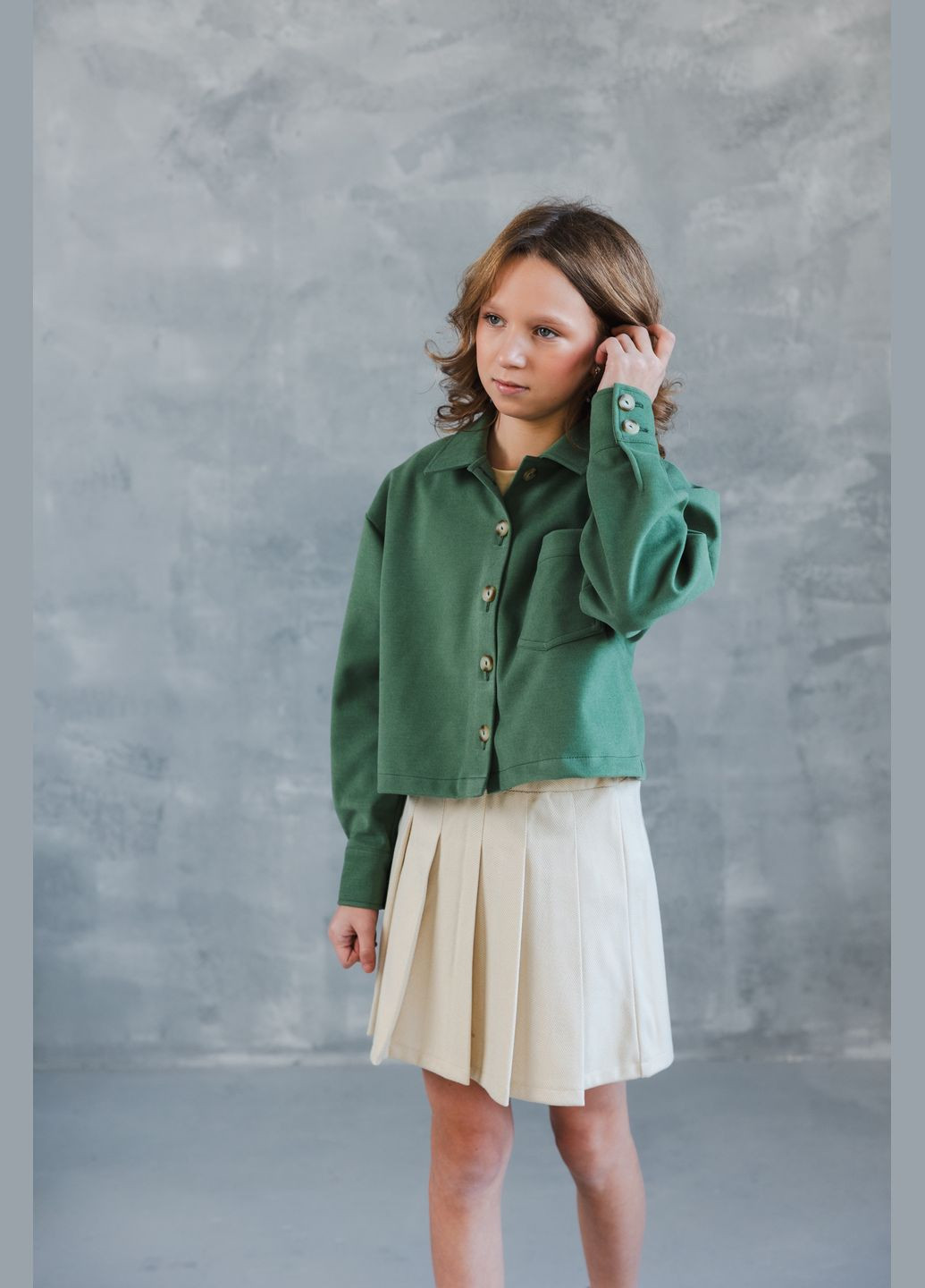 Зеленая кэжуал рубашка однотонная Top Hat Kids