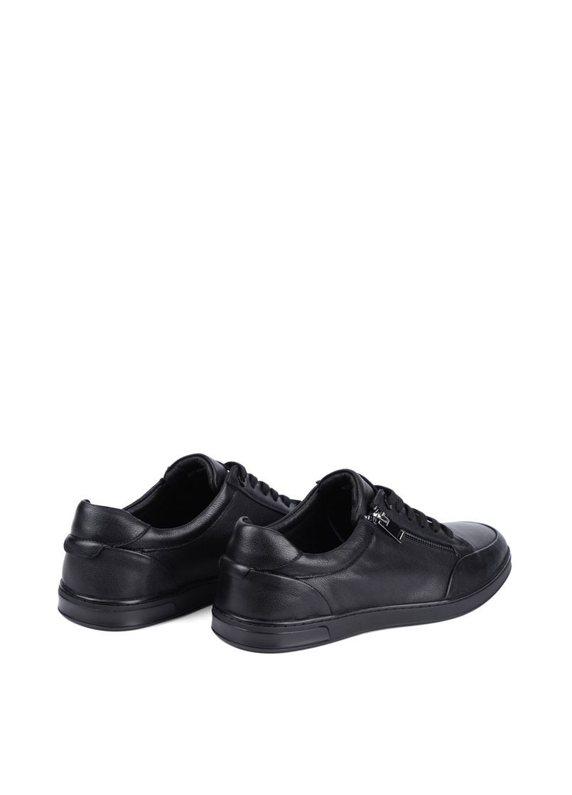 Черные мужские кеды 583-387-961 черная кожа MIRATON