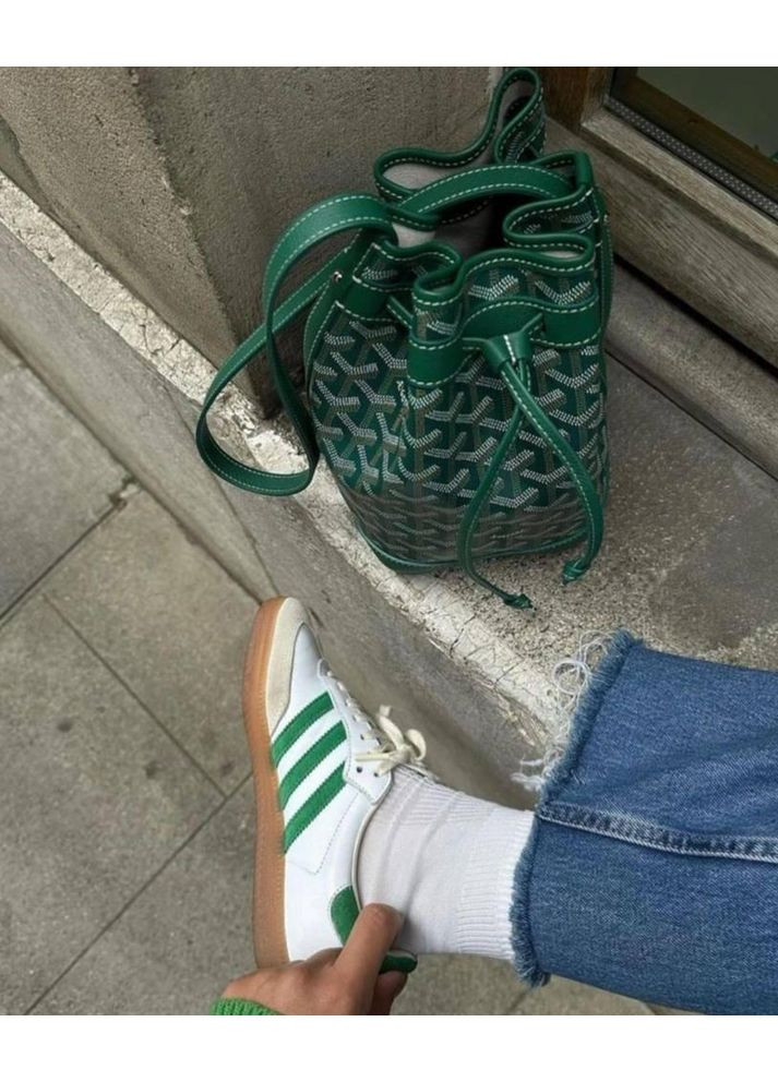 Серые демисезонные кроссовки мужские adidas samba white green адидас самба No Brand
