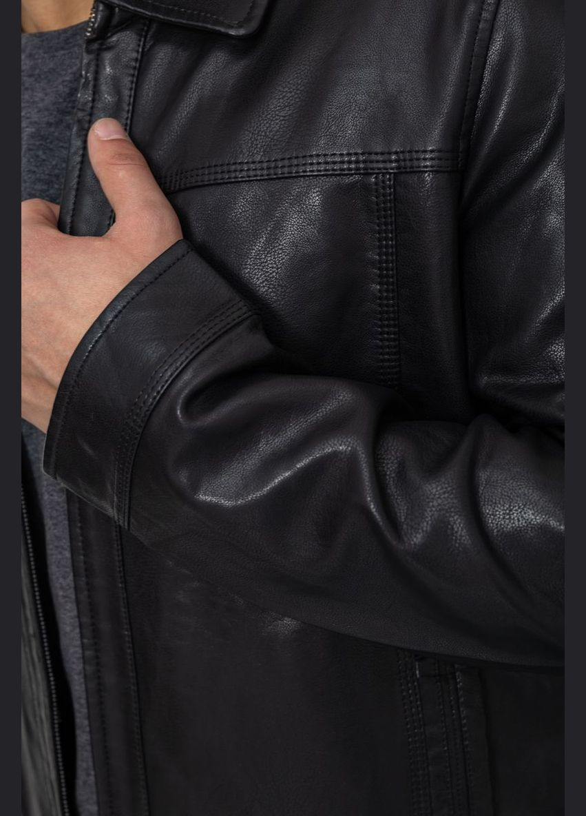 Чорна куртка чоловіча демісезонна екошкіра, колір коричневий, Ager