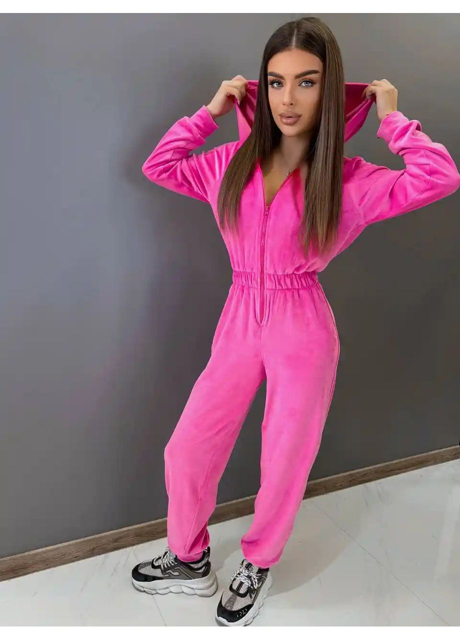 Велюровий комбінезон жіночий No Brand малиновий