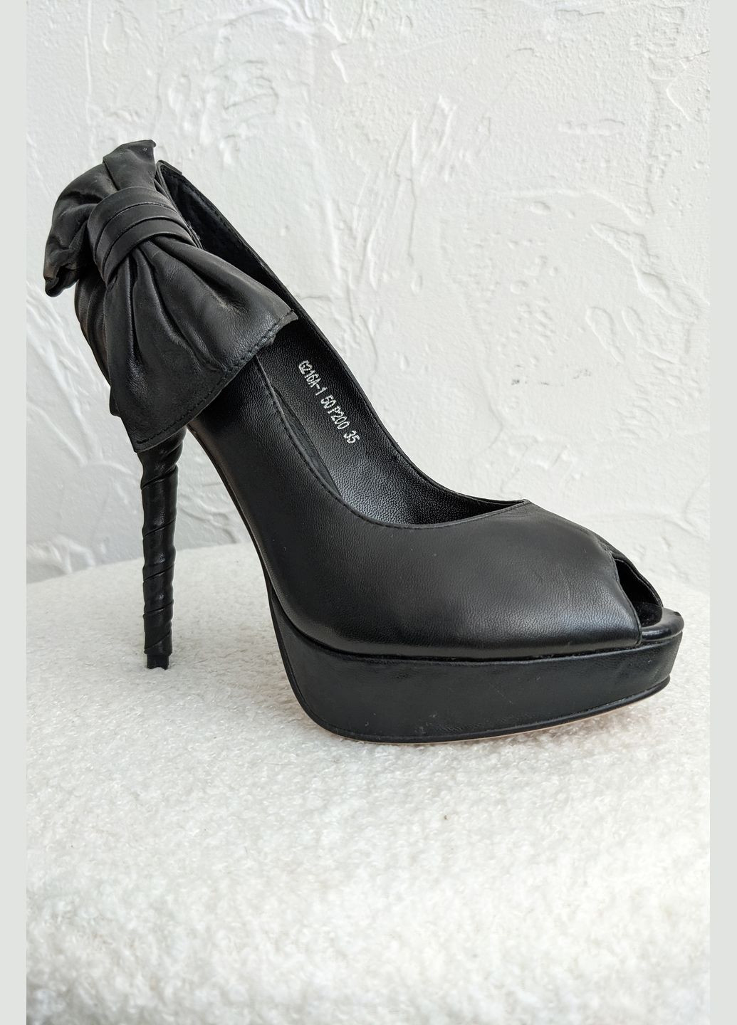 InFashion Чорні шкіряні туфлі на платформі з відкритим носком чорний з натуральна шкіра, україна — демісезон (317537474)