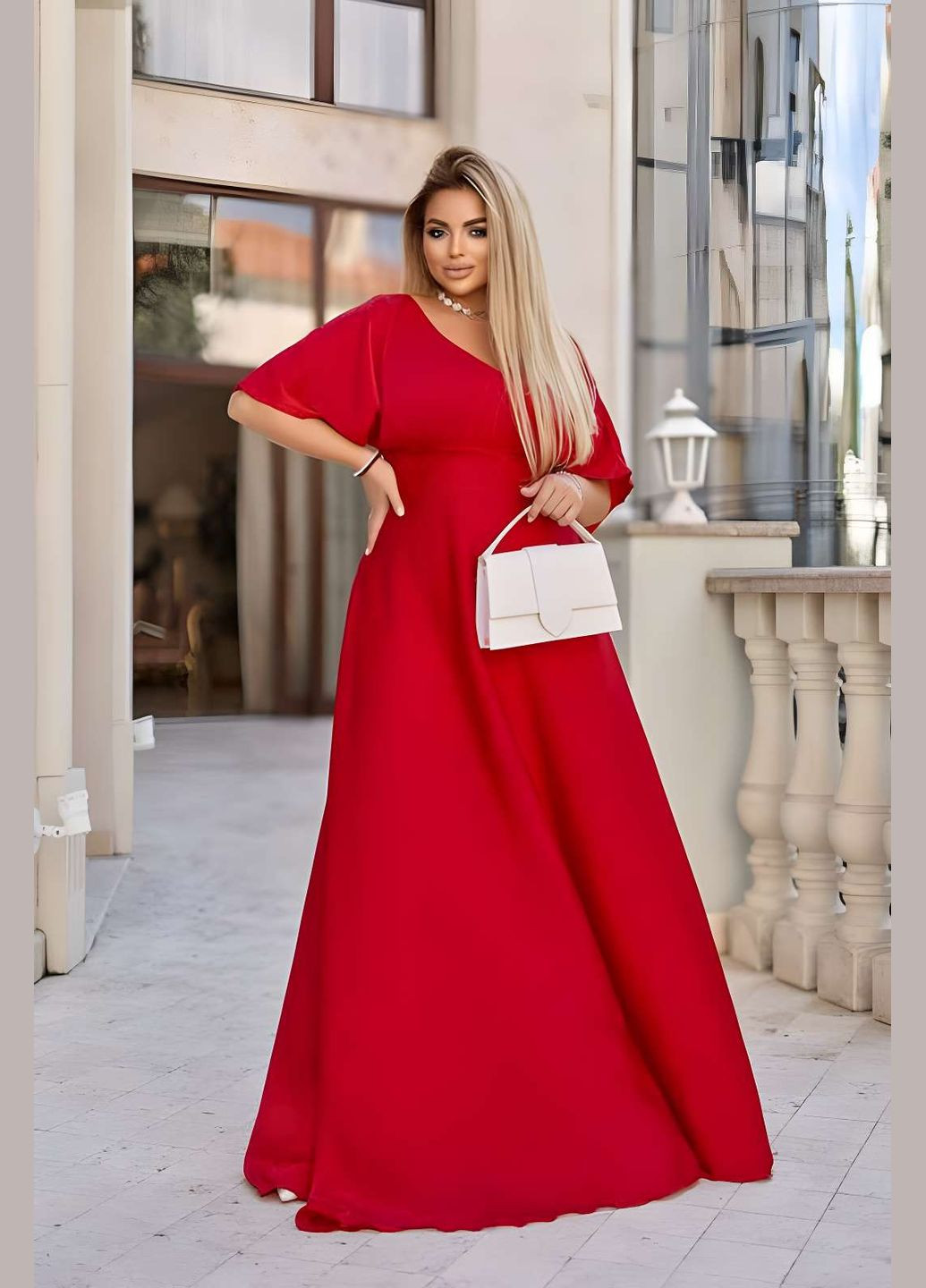 Червона кежуал, святковий, коктейльна, вечірня 42-70р електрик сукня в підлогу довге плаття батал вечірня святкова ошатна Україна однотонна
