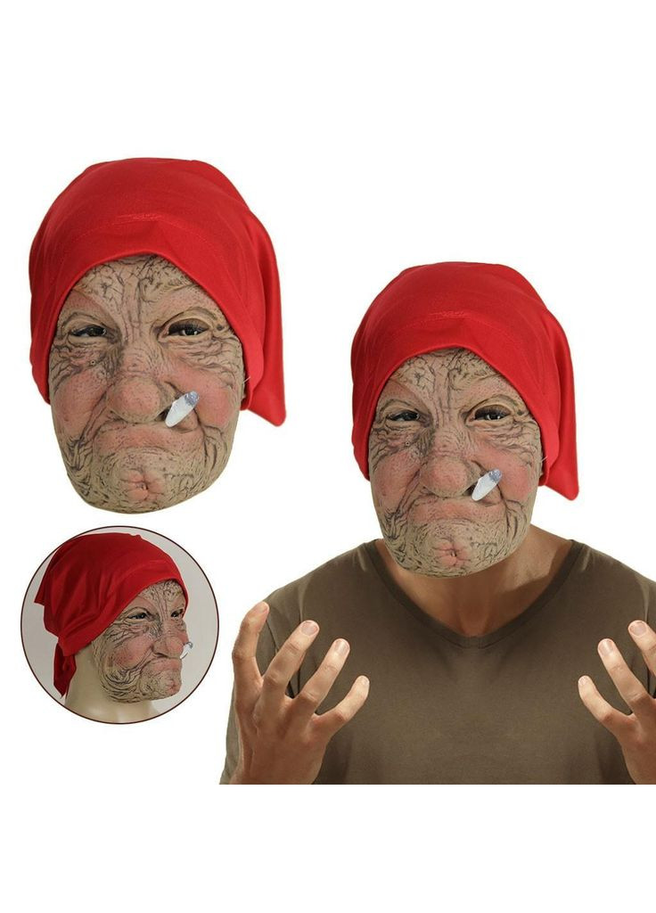 Латексна Маска на Хеллоуїн і костюмованої вечірки Стара Карга Лиходійка з цигаркою [BB1564505] MOLEZU No Brand (307837765)