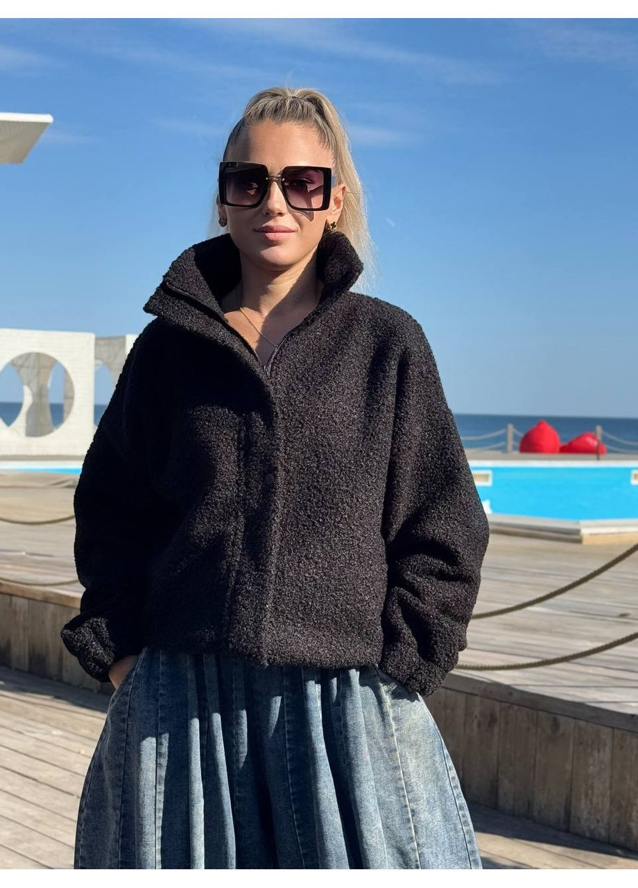 Бомбер женский из букле — стильный, тёплый, трендовый (замеры в описании) GD/GL Модний простір на молнии (370146780)