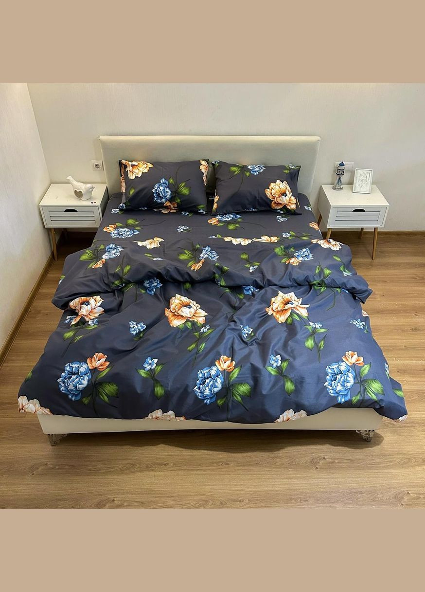 Постельное белье “ ”,Поликотон,Темно-Синий,Семейный, P-0121 Lelit (308071792)