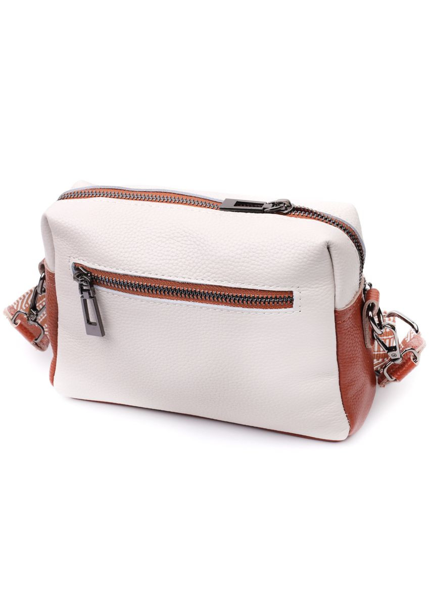 Зручна кроссбоді для жінок на кожен день з натуральної шкіри біла 22589 Vintage (329196984)