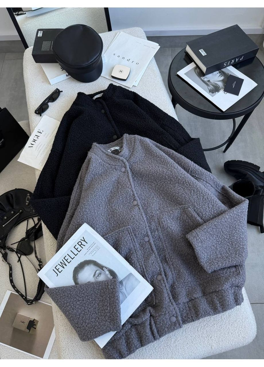 Женский бомбер букле на кнопках (364550208)