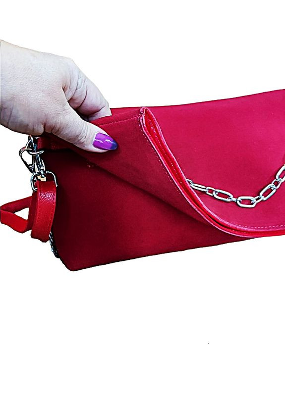Сумка замша-шкіра натуральні Червоно-Бордова 28х8х18 см No Brand (333337811)