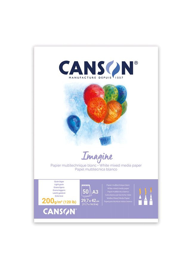 Склейка паперу IMAGINE (mix media) А3 200 г/м2 50л натуральний гладкий Canson (362577939)