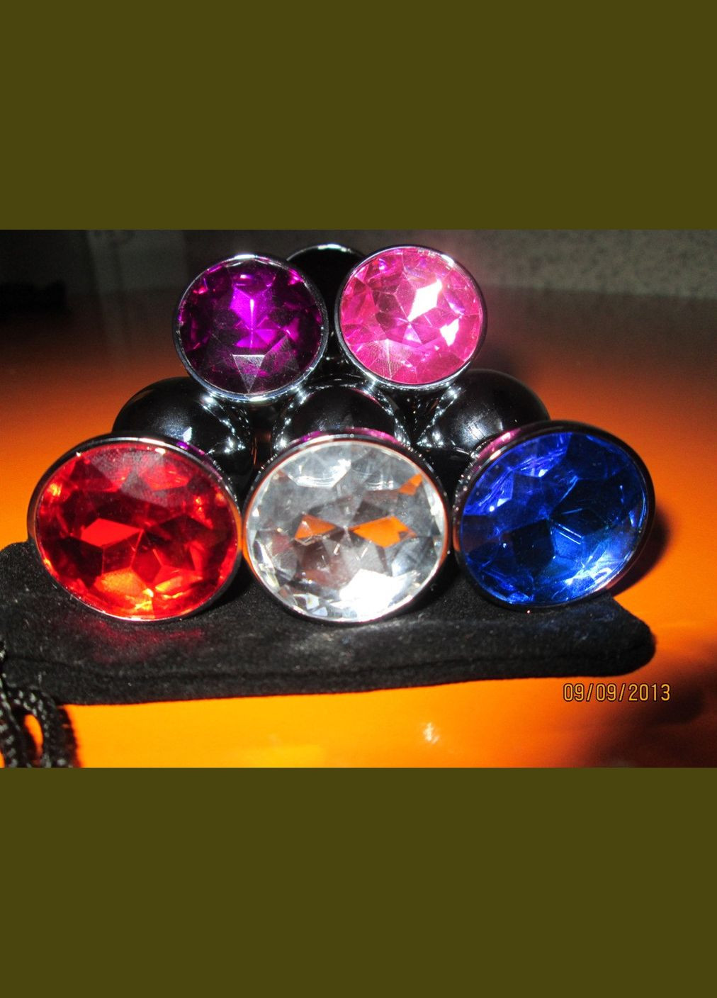 Мала пробка анальна S з блакитним стразом у чохлі 2.8*7.5 см Металева No Brand (340914612)