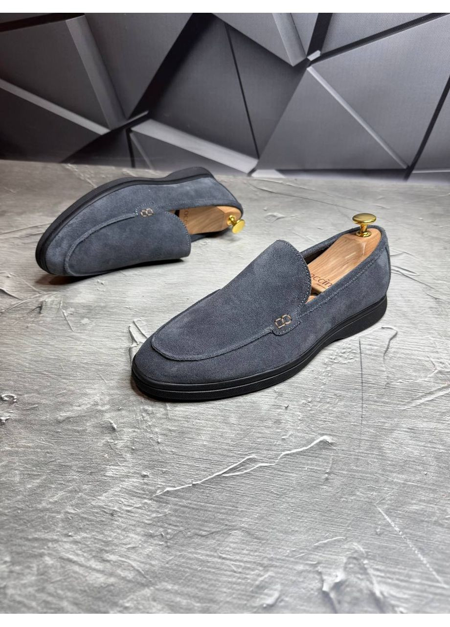 Графитовые туфли лоферы из натуральной замши, внутри кожа. Україна