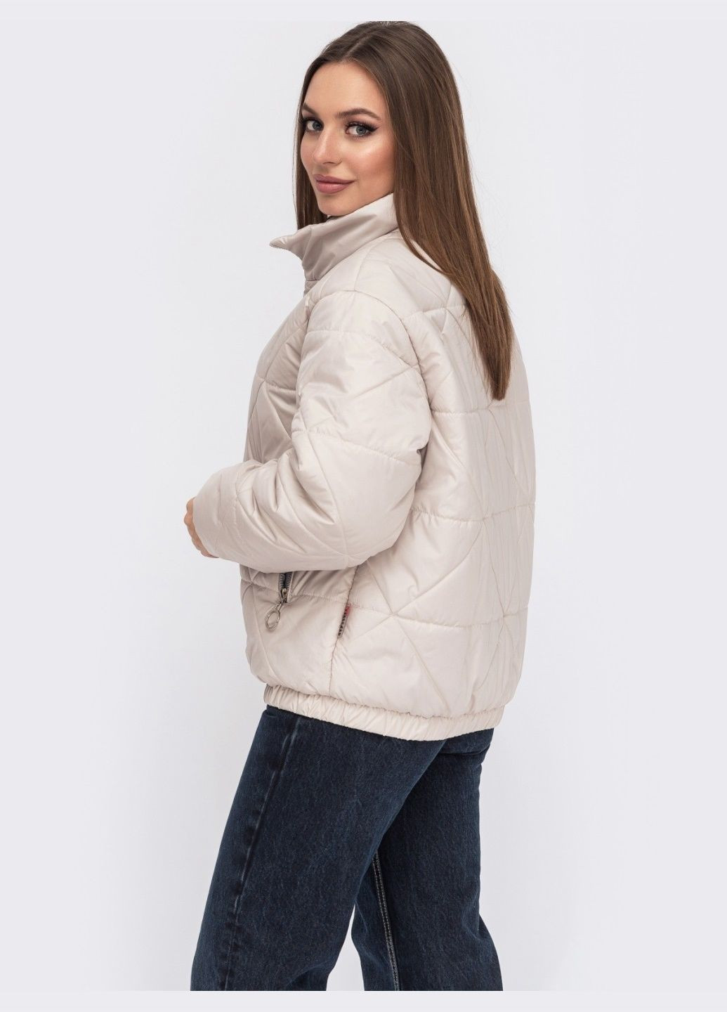 Бежевая демисезонная демисезонная короткая куртка без капюшона бежевая Dressa