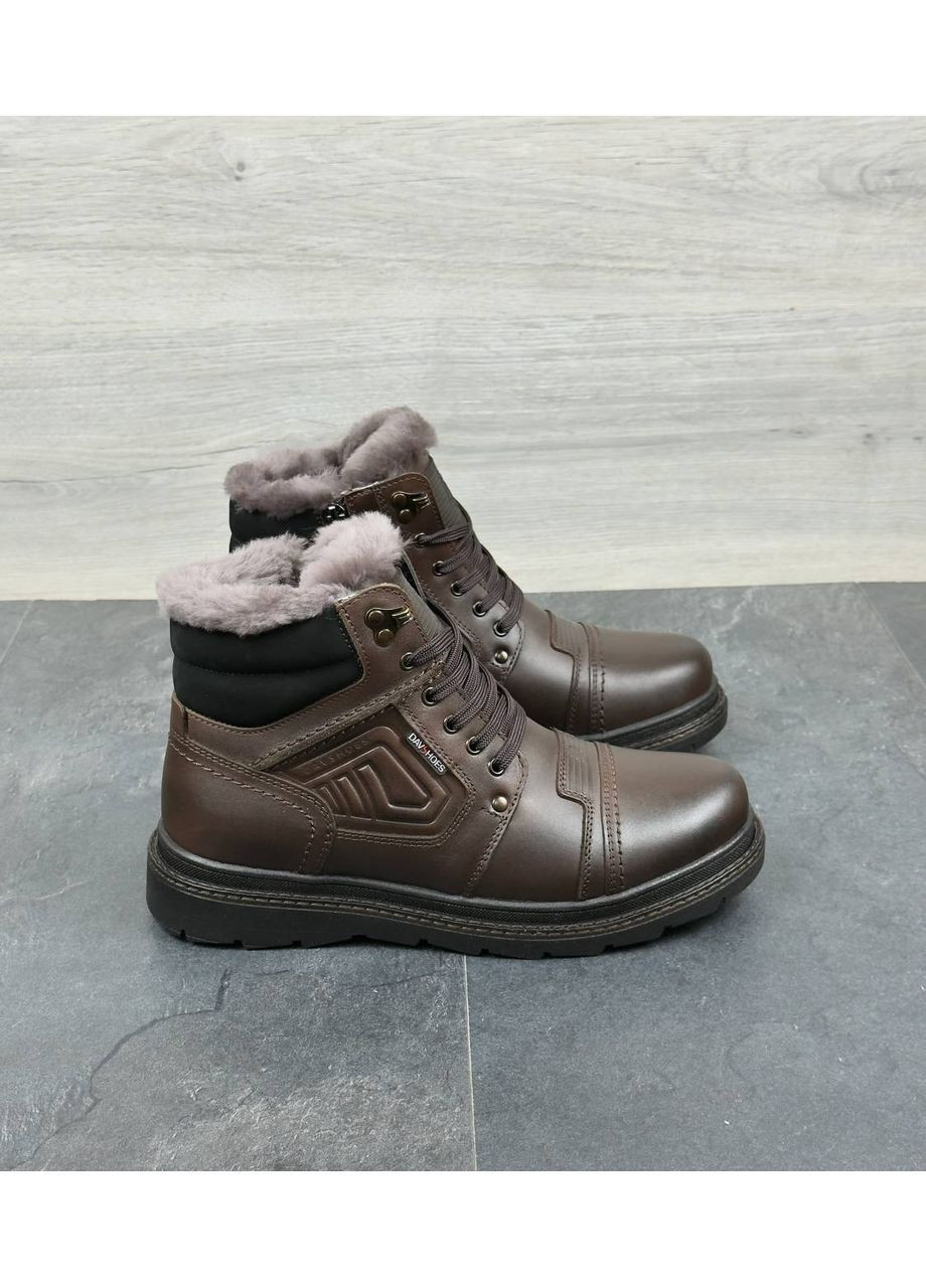 Черевики чоловічі високі шкіра на хутрі No Brand (372898828)