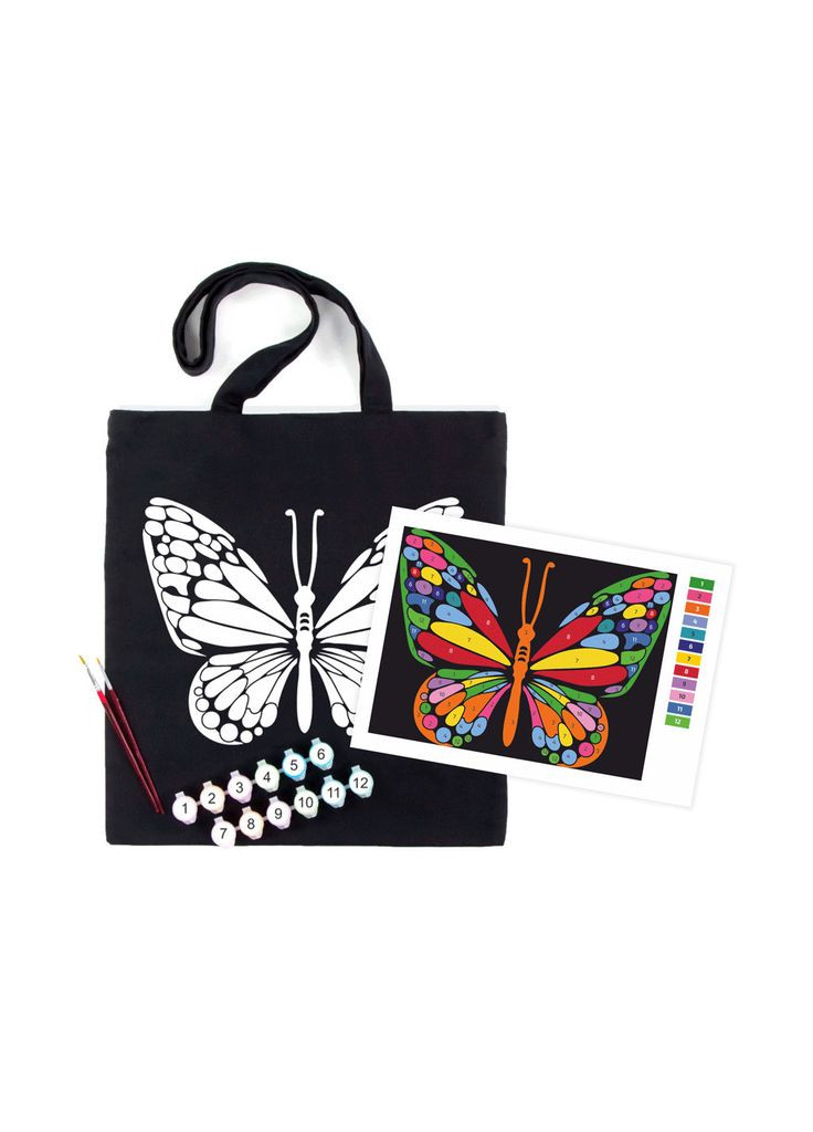 Набор для творчества экосумка-раскраска, черная, Волшебная бабочка 38х42см (4823098539728) Rosa (373002212)