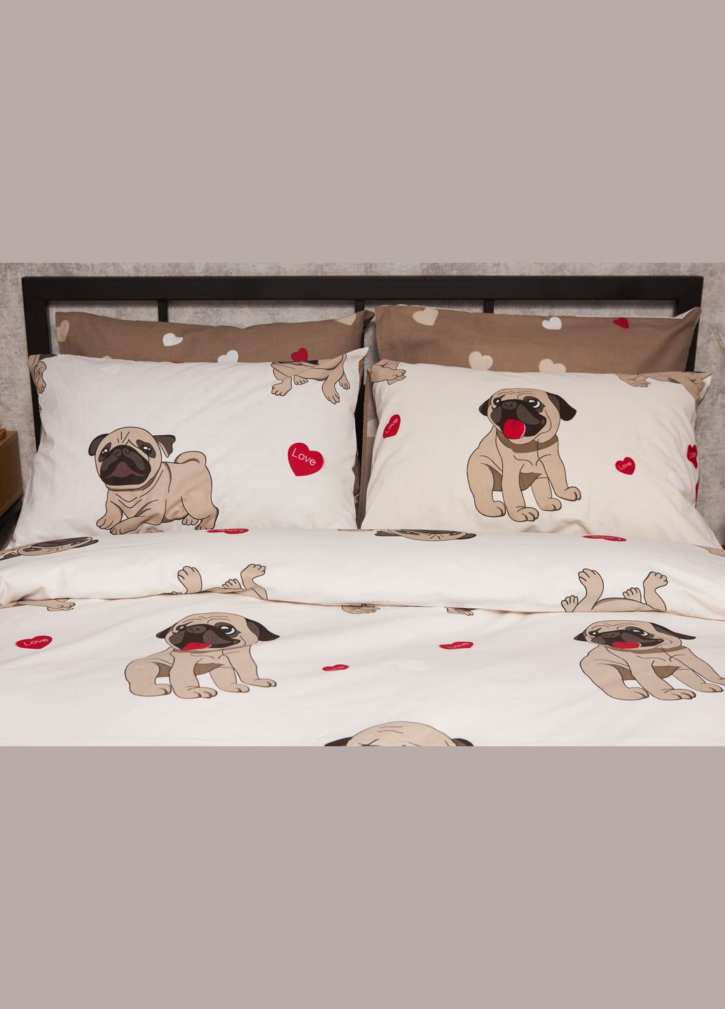 Комплект постельного белья Бязь Gold Люкс «» полуторный 143х210 наволочки 4х70х70 (MS-820005724) Moon&Star Bulldog Love (302973793)