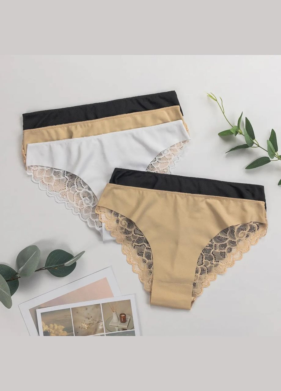 Женские трусики-слипы с кружевом сзади и гладкий перед, 5 шт Nicoletta (342119830)
