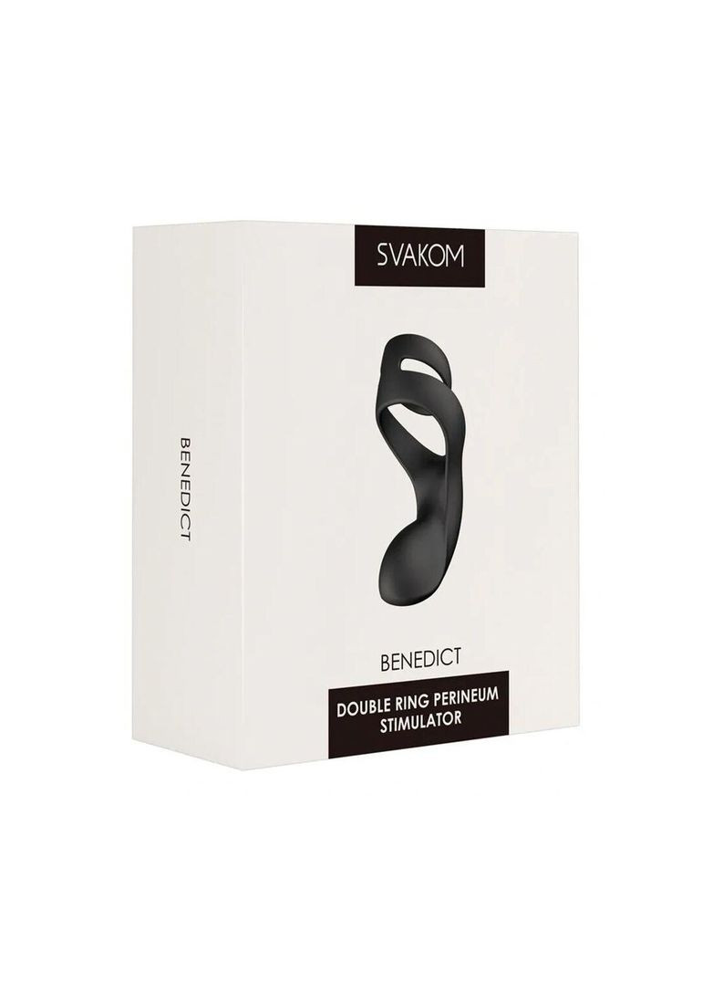 Двойное эрекционное кольцо Svakom Benedict Black со стимуляцией промежности No Brand (366878520)