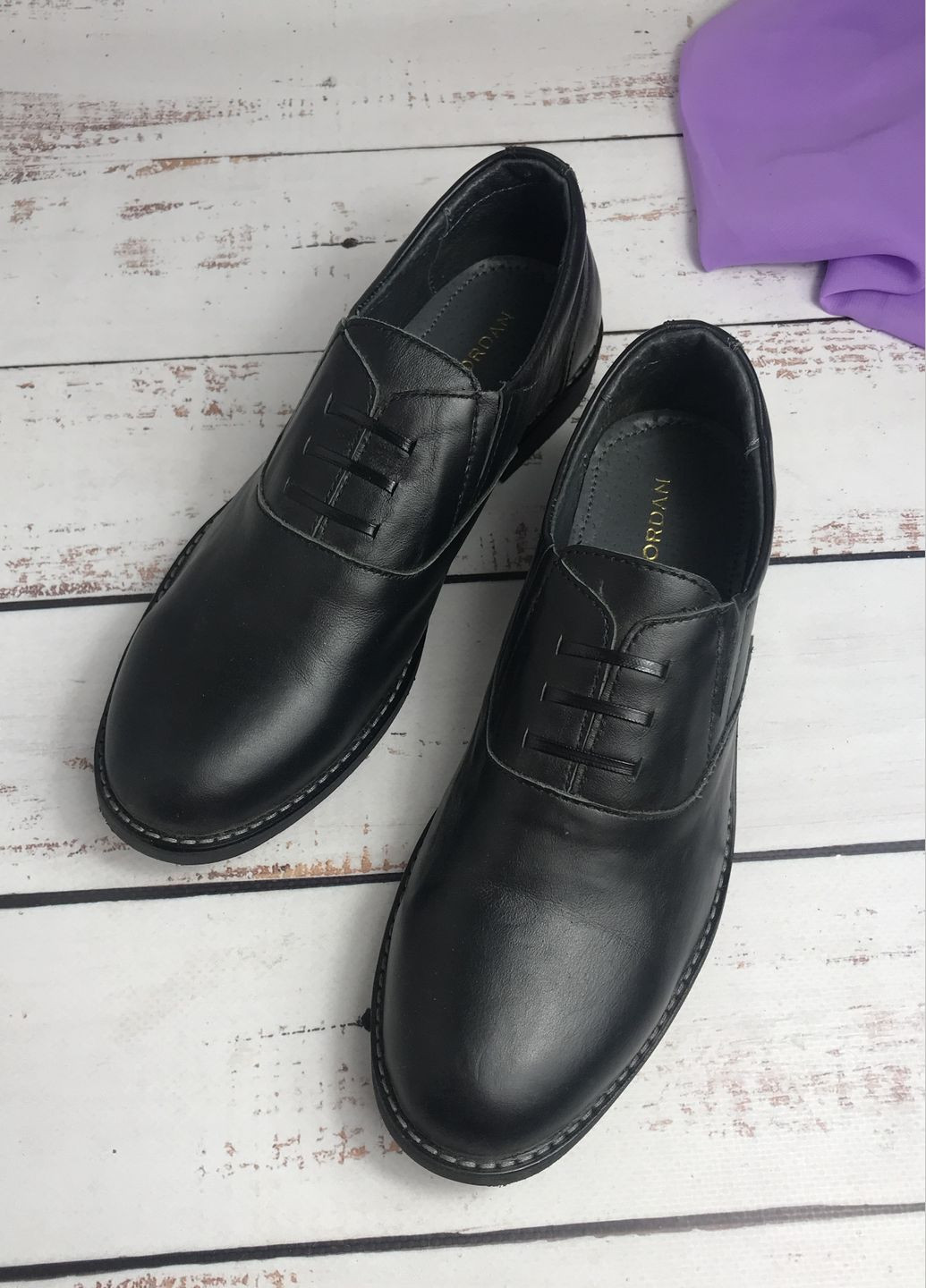 Черные туфли детские для мальчика черный (961) на резинке Jordan