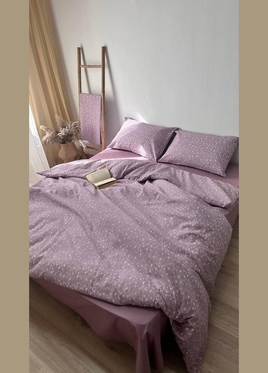 Постельное белье из натурального хлопка Ранфорс жатка Евро 200 x 220 см Сиреневый (П1Е5402-1-02) No Brand (348095081)