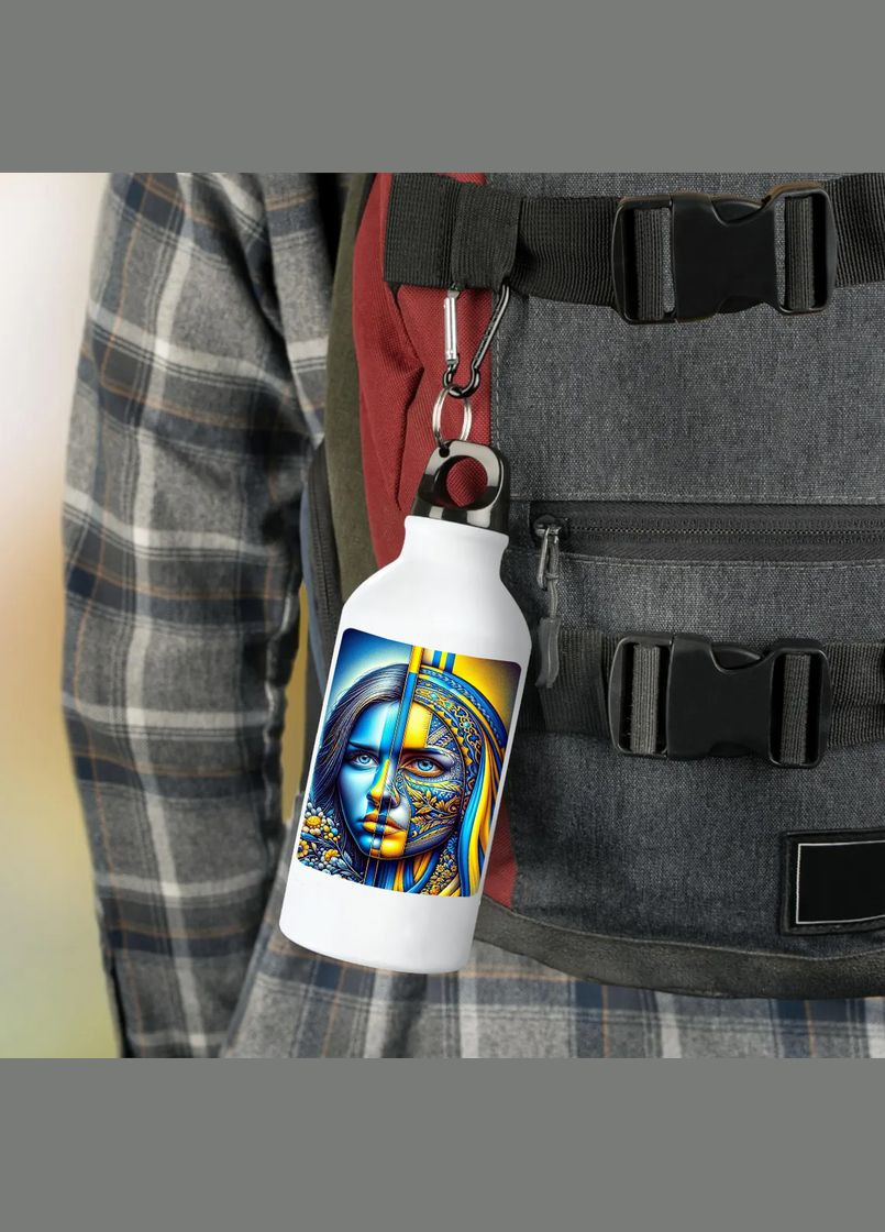 Фляга (бутылка) для воды с карабином Патриотическая (Туристическая, Для кемпинга, Для спорта) #14 500 мл Белый No Brand (323639754)