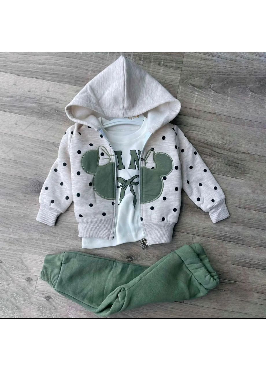 Стильний дитячий костюм-трійка для дівчинки з худі, футболкою та штанами Partner (362270398)