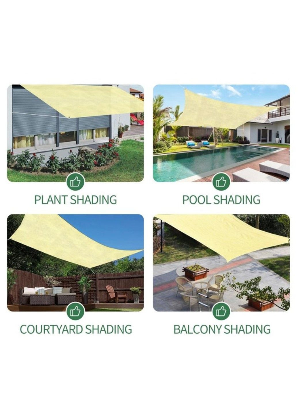 Тент навіс затінюючий прямокутний 3х6м сітка (Молочний) No Brand (332634800)