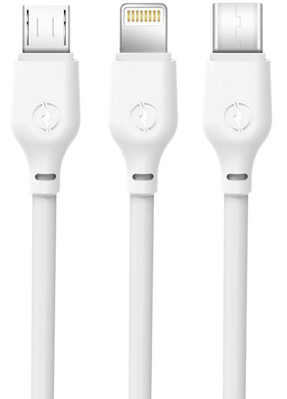 Кабель 3in1 micro/typeC/lightning NB103 2.1A/1m White XO (301471480)