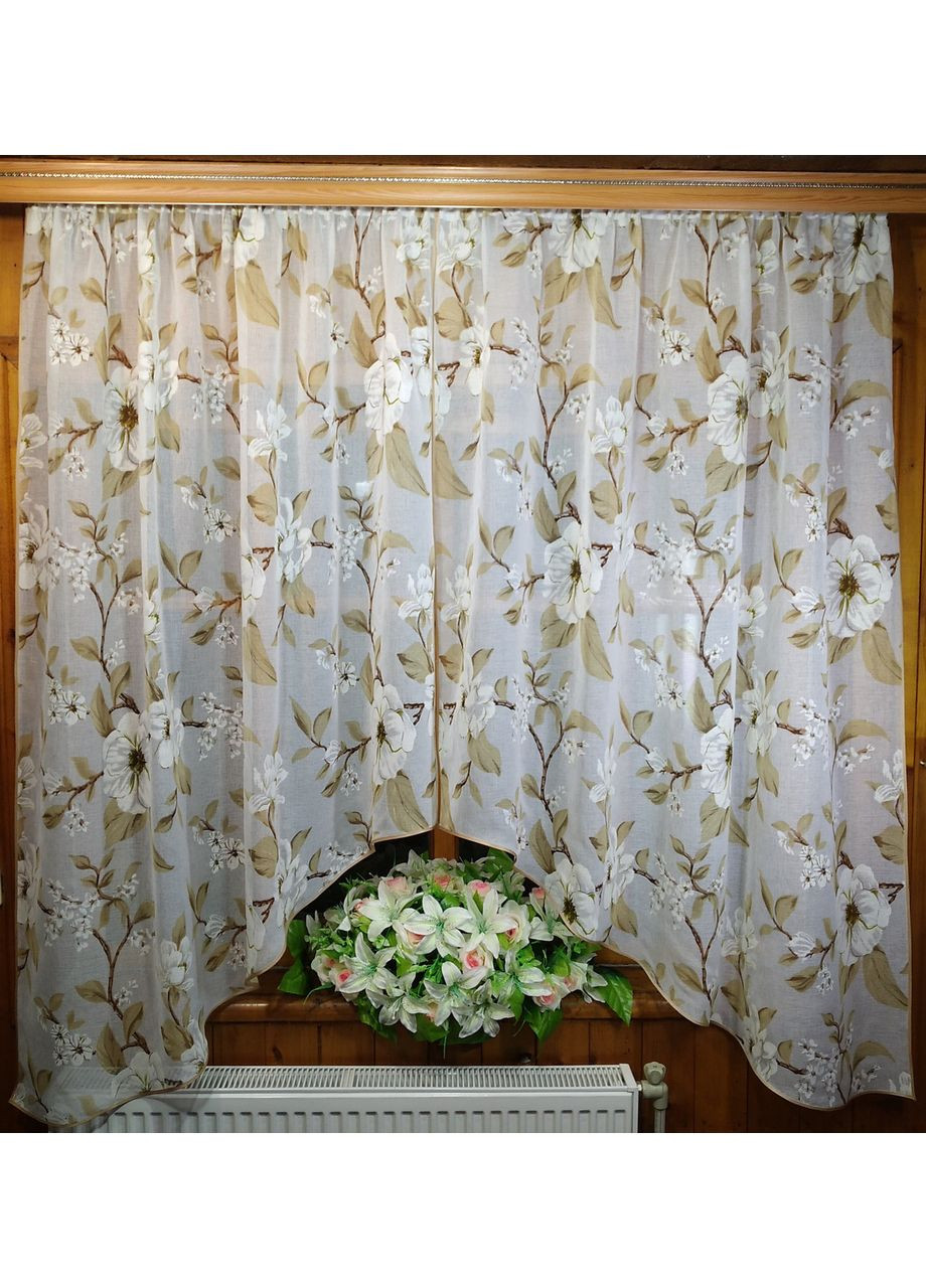 Занавеска арка готовая короткая Литиция яблочный цвет беж No Brand (372133961)