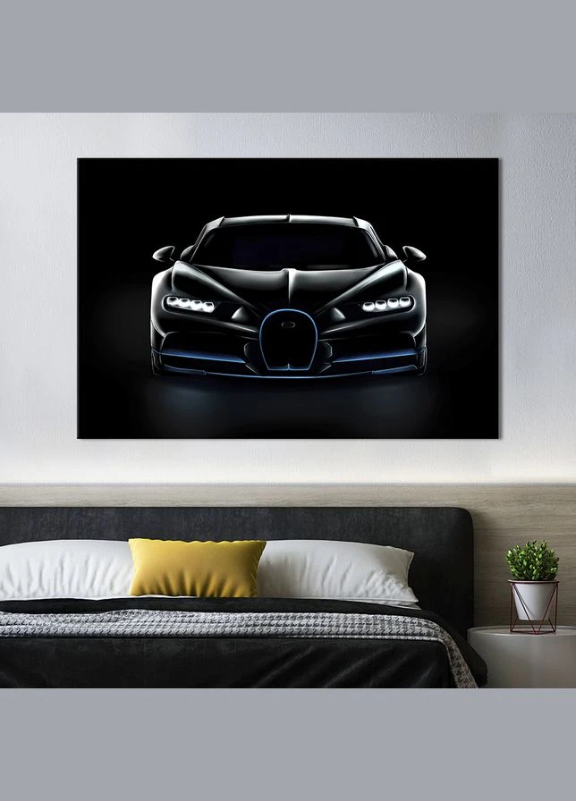 Картина на холсте Угольно-чёрный Bugatti Chiron 122x81 см (1305-1) KilArt (380018324)