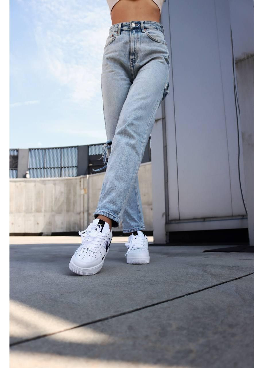 КРОССОВКИ ЖЕНСКИЕ NIKE AIR FORCE 107LV8 ULTRA WHITE BLACK 1 НАЙК АИР ФОРС 1 ПРЕМИУМ No Brand чёрные демисезоны (368858143)