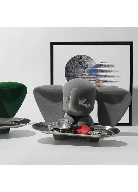 Флоковий органайзер-підставка для ключів, телефону, грошей, косметики та прикрас у формі слоненяти No Brand (306433244)