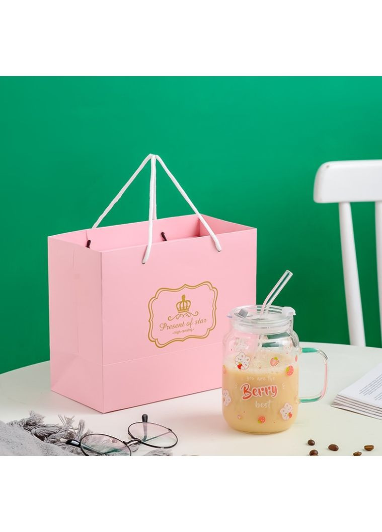 Кружка з трубочкою та кришкою Berry 14605 400 мл No Brand (349220723)