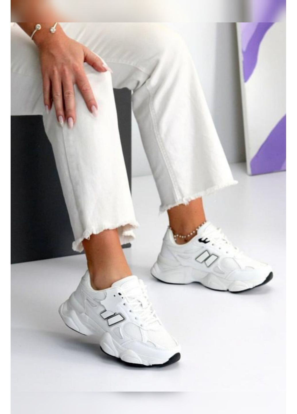 Кросівки жіночі білого кольору з натуральної шкіри та сіткою Stilli Кросівки білі літо (358888091)