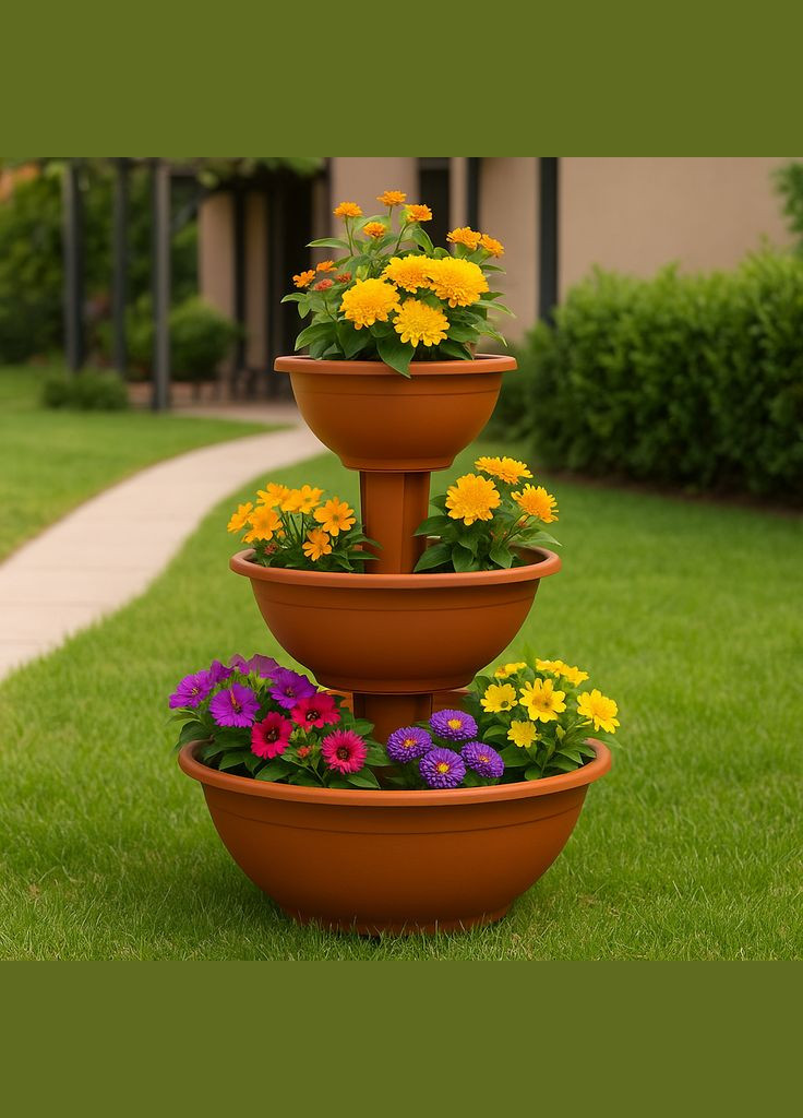 Цветочный каскад тройной пластиковый 65 см терракота Ламела Lamela (366818078)