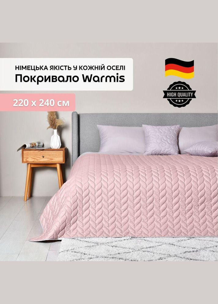 Покривало на ліжко 220х240 см Warmis двостороннє міцне стьобання тканини, антиалергенне волоконо пудра IDEIA (334726483)