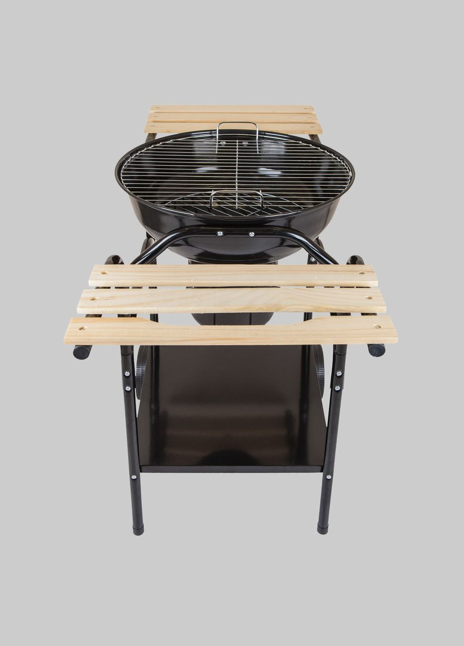 Угольный гриль-барбекю с деревянной полкой WOOD GRILL No Brand (370072042)