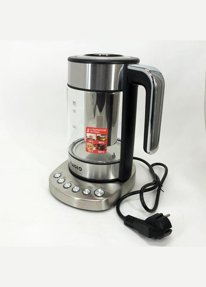 Електрочайник, чайник прозорий з підсвічуванням, чайник дисковий Magio mg-494 (293246481)