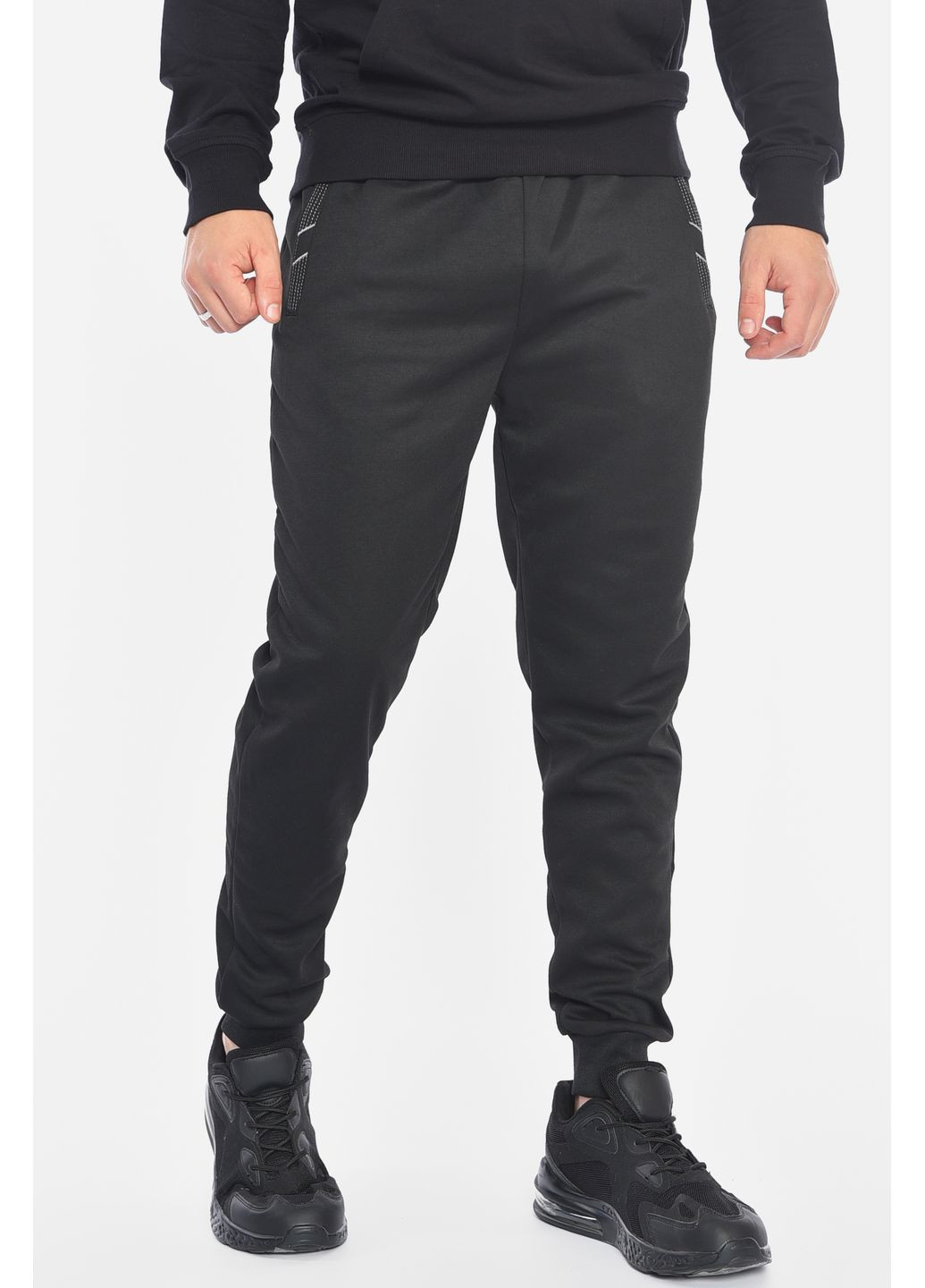 Черные спортивные демисезонные зауженные брюки Let's Shop