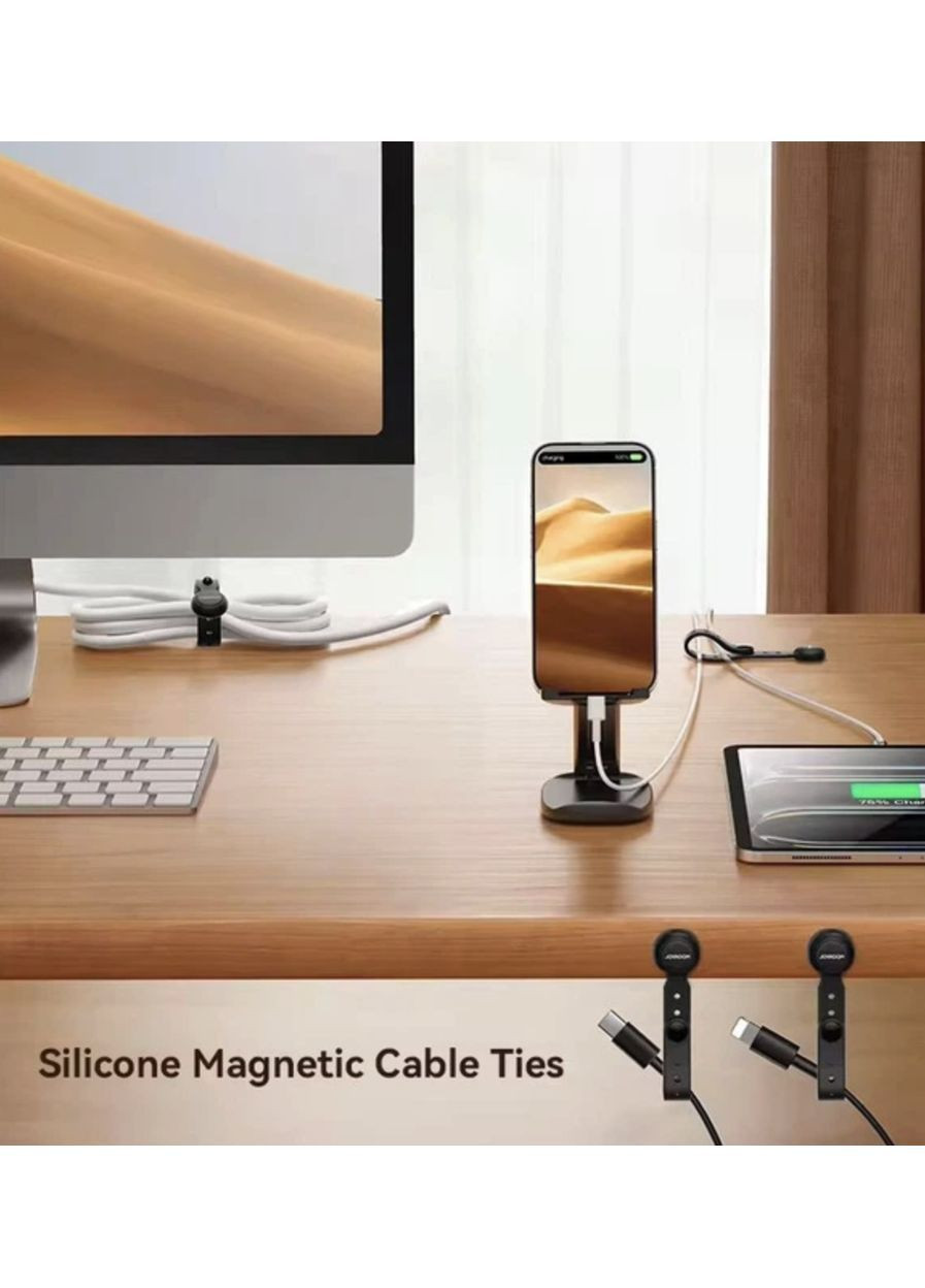 Органайзер фиксатор кабеля держатель для проволоки зажим стяжка хомут клипса магнитный 1 шт Черный Joy (371647817)