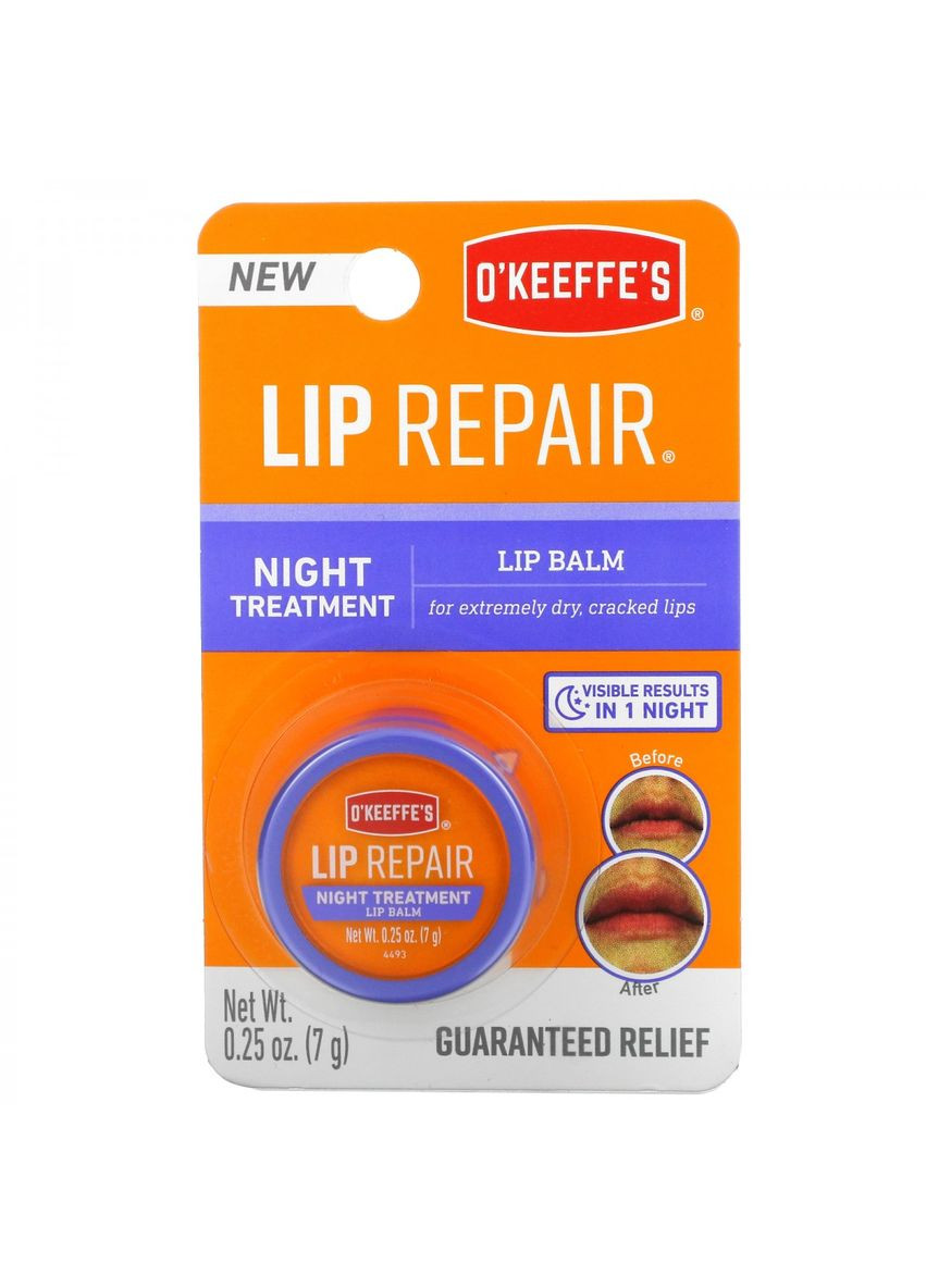 Восстанавливающий бальзам для губ Lip Repair Night Treatment 7г O'Keeffe's (295374706)