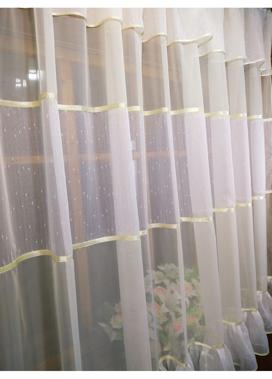Занавеска кухонная короткая готовая Нежность шампань молочный дождь No Brand (372133955)
