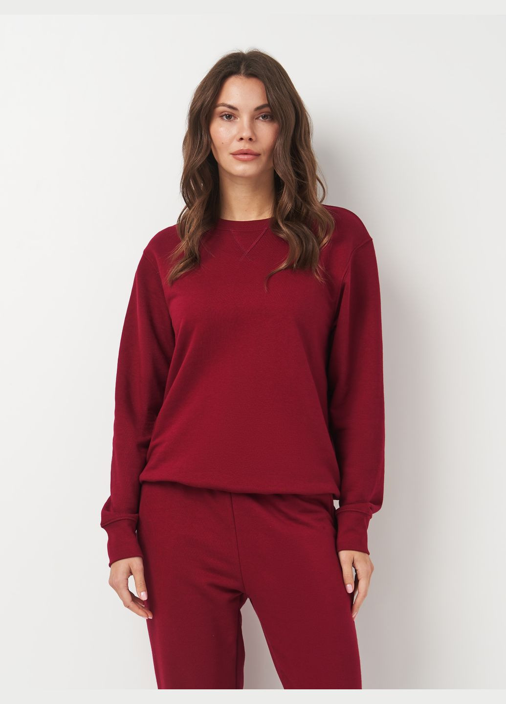 Темно-бордовий світшот жіночий однотонний з тринитки бордовий Роза однотонний без декору (313870286)